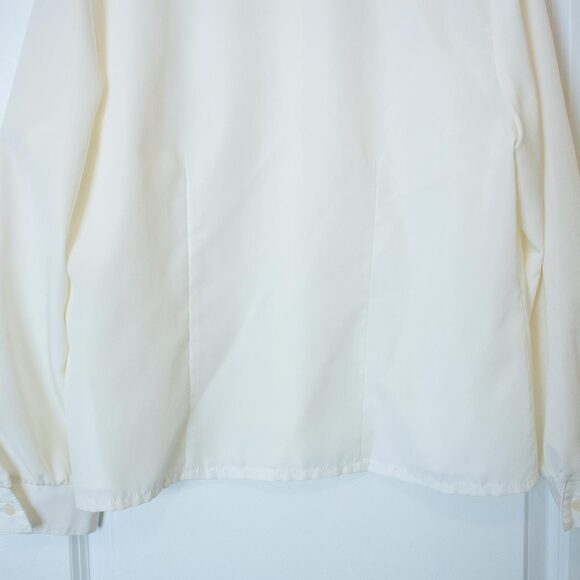 VTG Colorblock Career ZOÉ White Burgundy Collar Blouse Button Mod Minimal 14P - Picture 8 of 9